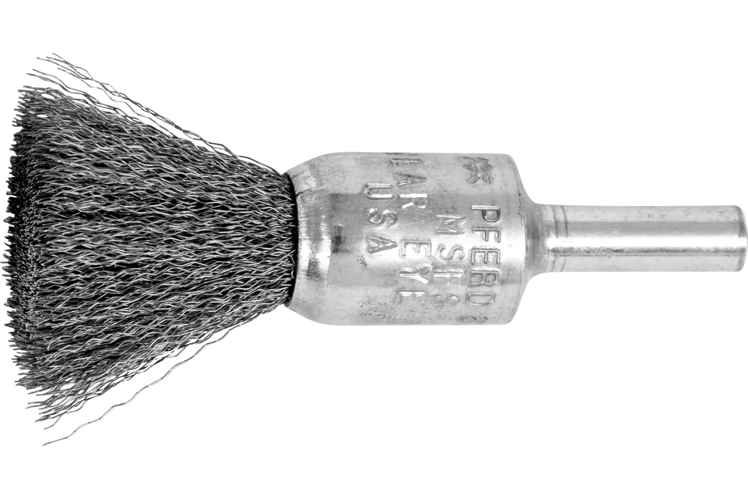 Show details for Pferd Crimped Wire End Brush 1/2" Dia. .006 Carbon Steel 1/4" Shank Picture of Pferd Crimped Wire End Brush 1/2" Dia. .006 Carbon Steel 1/4" Shank